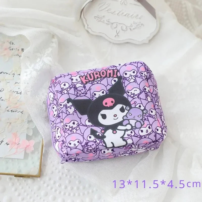 Sanrio Kuromi Storage Bag Cartoon Anime Figures Pochacco Cinnamoroll Purse Q Figural Cute Toy Bag Girls Birthday Christmas Gifts
