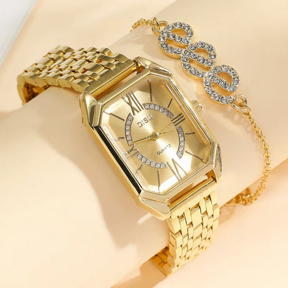A Classic Fashion Women's Business Quartz Watch. Stainless Steel Strap With Square Dial. For Daily Life