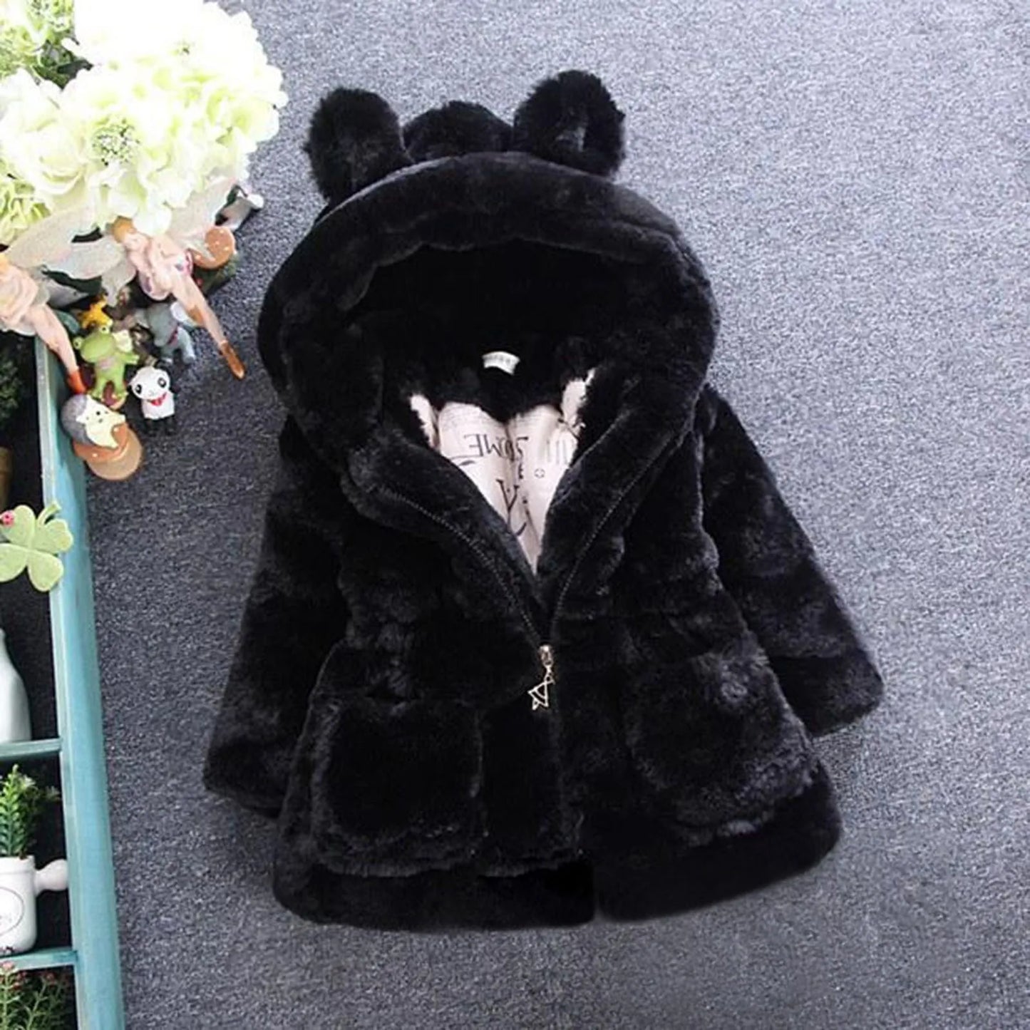 6t Girl Jacket Kids Girls Winter Warm Coats Jacket Clothes Outwear Overcoat Ear Hooded Faux Thicken Fleece Girl Winter Warm Coat
