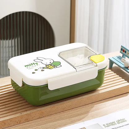 Kawaii Miffy Stainless Steel Divided Lunch Box Water Heated Student Lunch Box Cartoon Children's Lunchbox Christmas Gift Toys