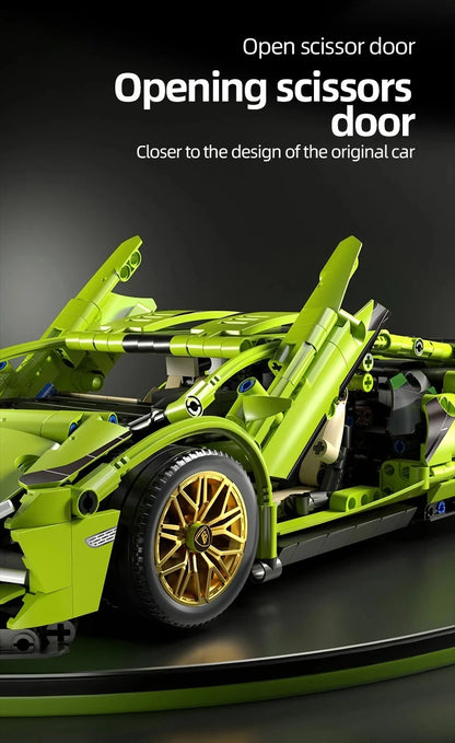 Technology Racing Car Block Model 1280PCS+ 1:14 Motion Speed Car Model Mechanical Super Block Assembly Toy Children Adult Gifts