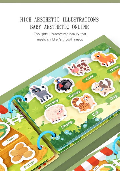 Montessori Busy Book Sticker Quiet Book for Kids Early Educational Toy Toddlers Matching Puzzles Game Baby Learning Toys Gifts