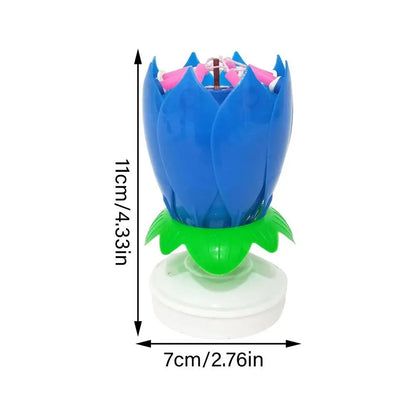 Innovative Party Cake Candles Musical Rotating Lotus Flower Flat Bottom Rotating Electronic Candle Birthday Cake Music Candles
