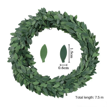 7 Meters Iron Wire Green Leaf Vine Wedding Decorative Flowers Wreaths Christmas Decoration for Home Cheap Artificial Plants