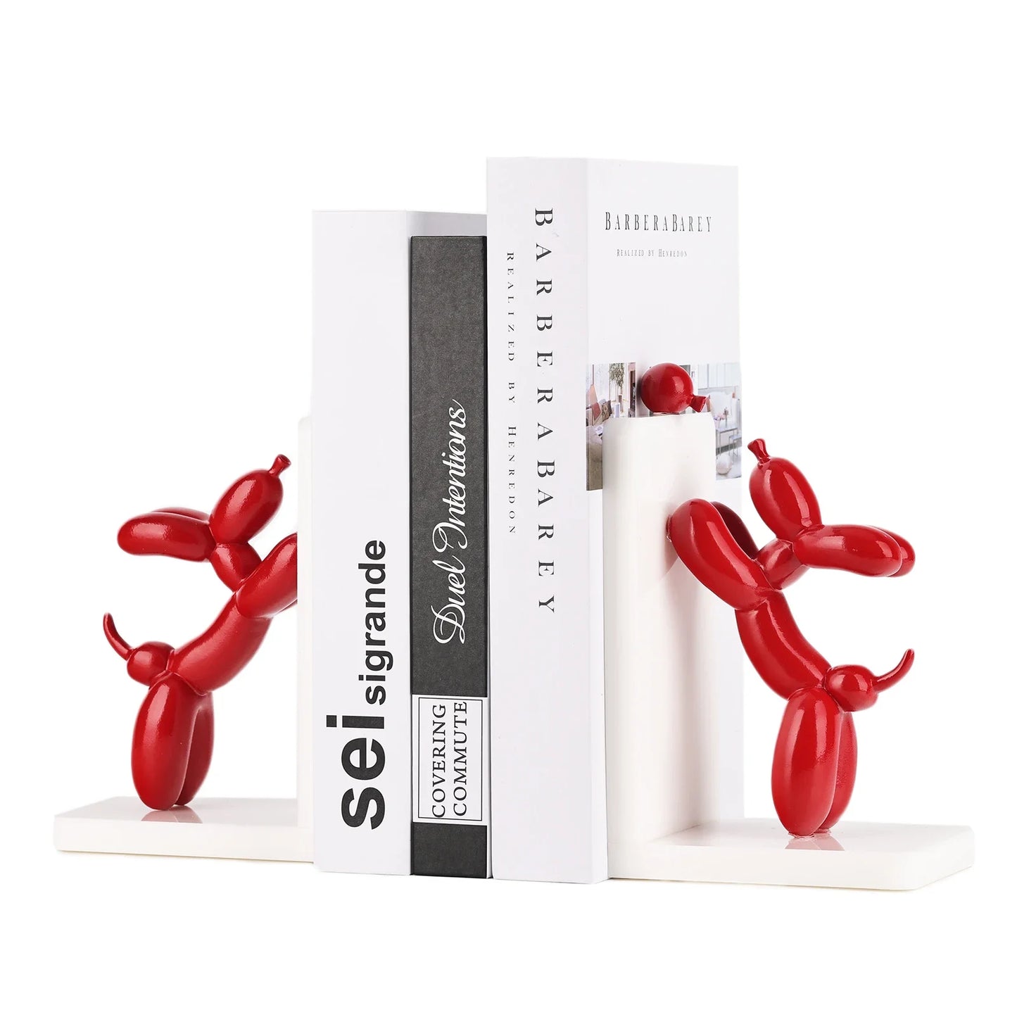 Resin Balloon Dog Book Ends Home Decor Modern Dog Stature Bookends Shelves Hold Books Heavy Duty Book Holder Stopper for Shelf