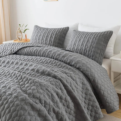 Quilt Bedding Sets with 2 Pillow Shams, Lightweight Soft Bedspread Coverlet, Quilted Blanket Thin Comforter Bed Cover,3 Pieces,