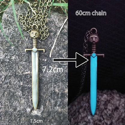 Luminous Glowing Cat Blade Sword Necklace Sword Necklace Glow In The Dark Necklace Pendant for Women Men Gift Halloween