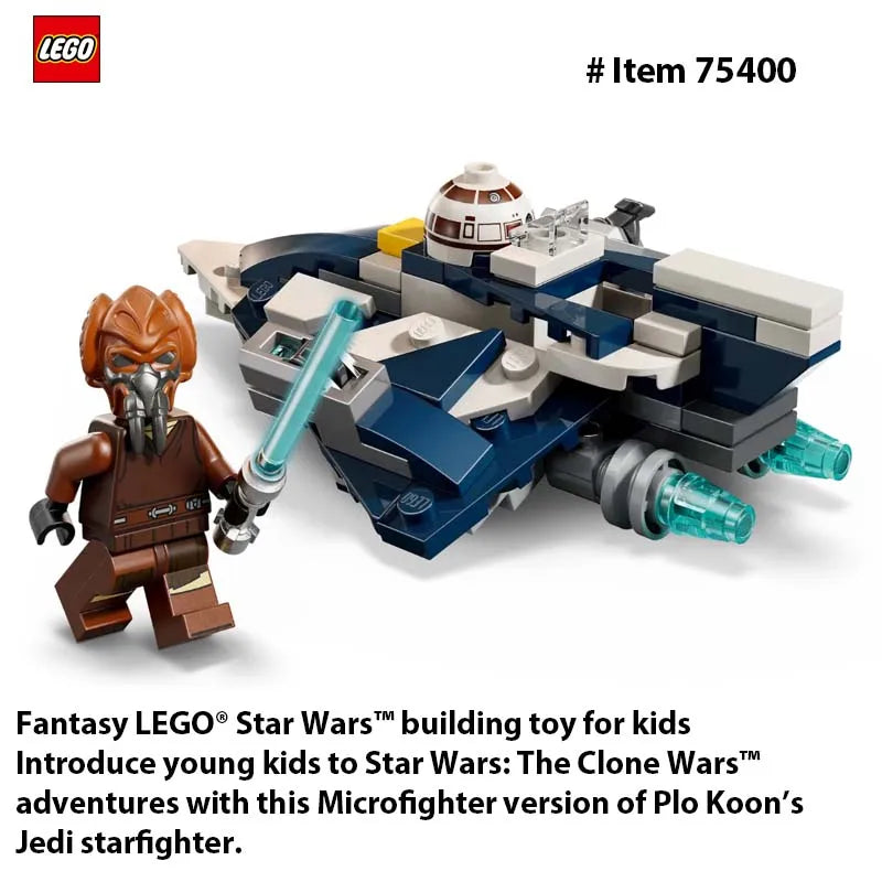 LEGO 75400 Star Wars Plo Koon’s Jedi Starfighter Microfighter Kids Toy Clone Wars Playset and Room Decor for BoysandGirls 89 PCS