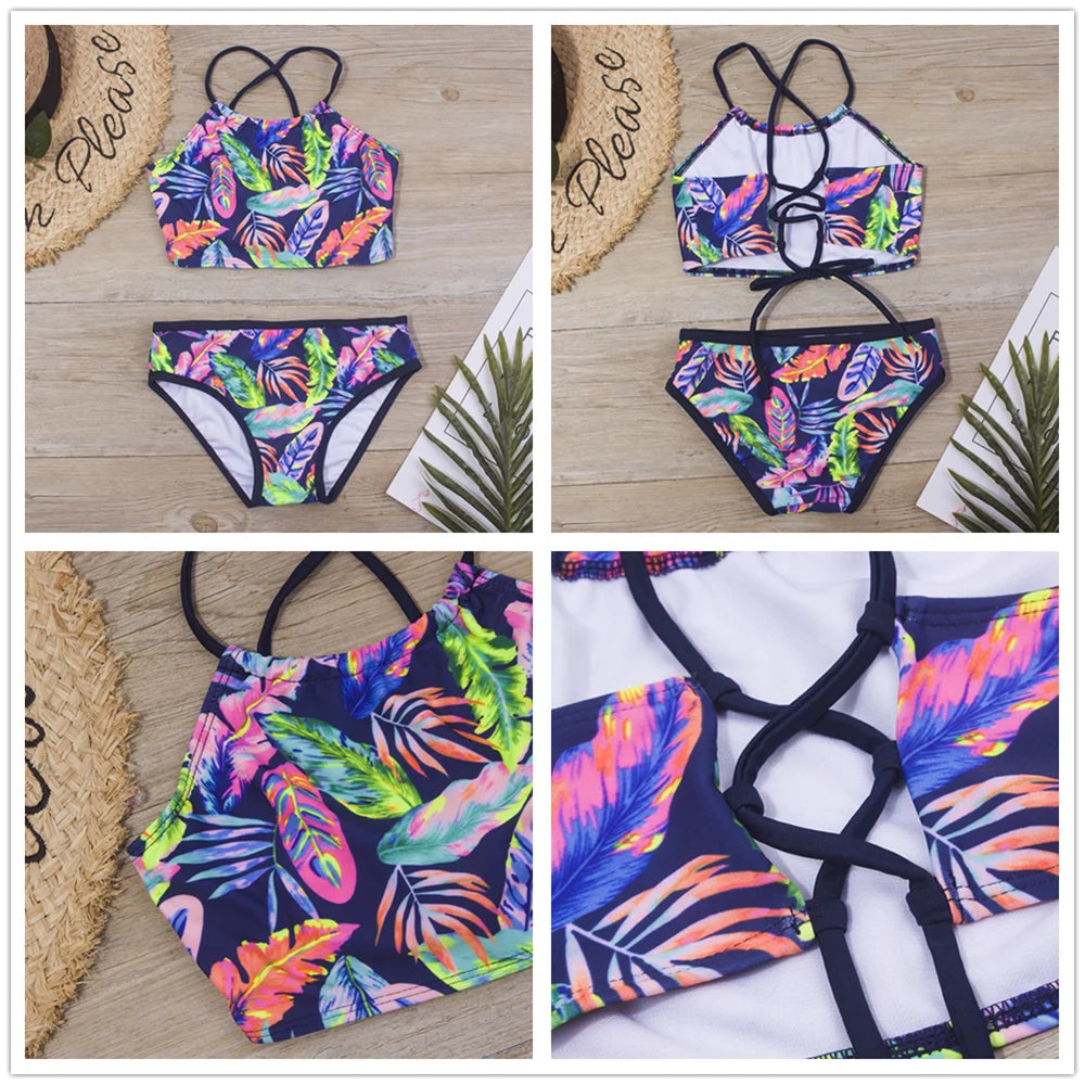 7-14Year Butterfly Print Child Bikini Set 2025 Girls Swimsuit Swimwear For Kids Summer Brazilian Teen Baby Swimming Suit Biquini