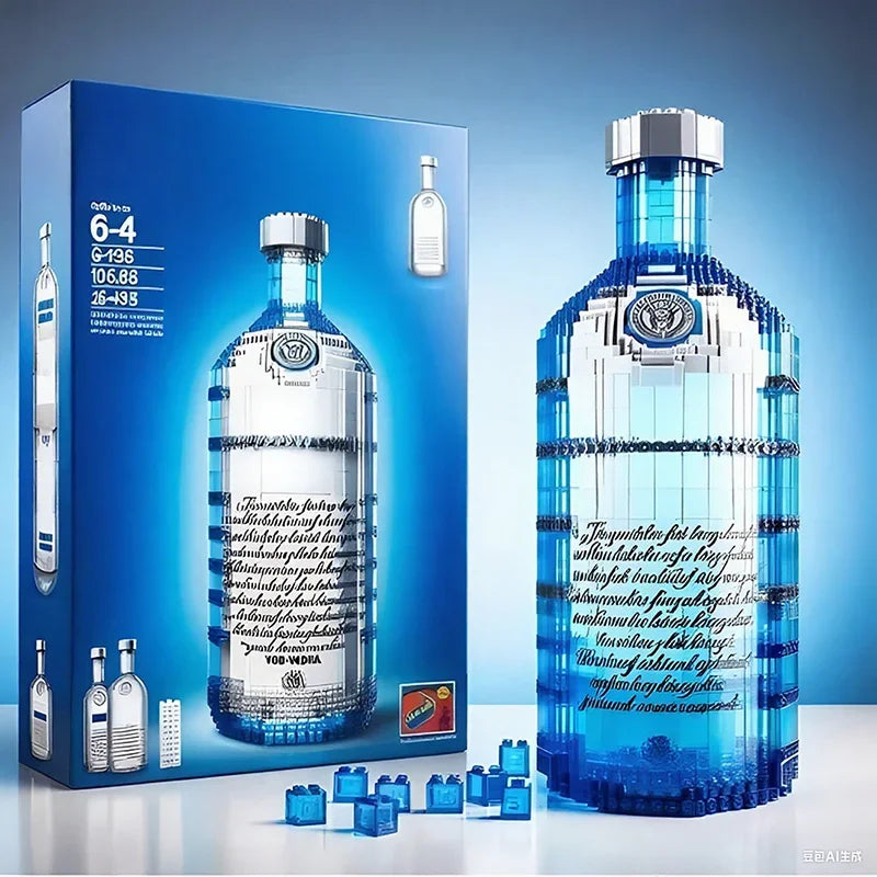 Creative Whiskey Bottle Building Blocks, 3D Puzzle DIY Model Kits for Adults, Home Bar Decoration, 11 Styles Available