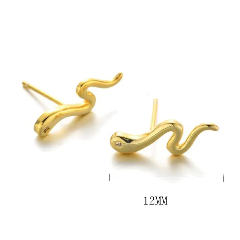 925 Sterling Silver Needle Pave Crystal Snake Type Stud Earrings for Women Simple Cute Animal Earrings Fashion Delicate Jewelry