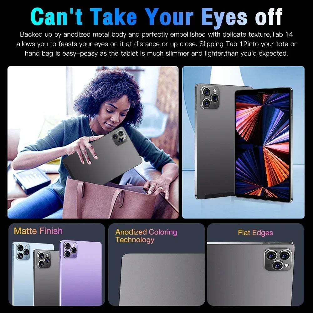 New Global Model Tablet Tab14 8-inch Android 12 16GB 1TB GPS WPS 5G Dual SIM HD Wifi Bluetooth HD Screen Hot Tablet PC Portable
