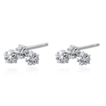 925 Sterling Silver Ear Needle Geometric Zircon Metal Earrings for women Shiny Crystal Luxury Small Stud Fashion Wedding Jewelry