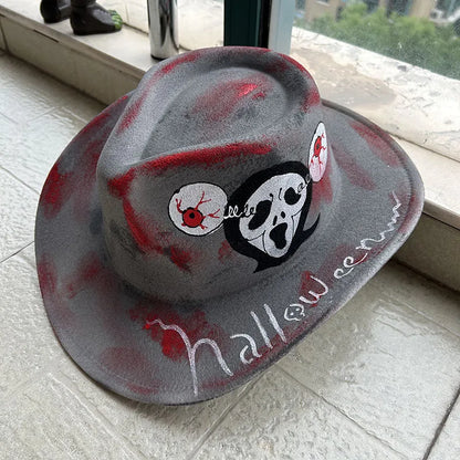 EtherealBe Halloween Cowboy Hat for Adults - Spooky Style