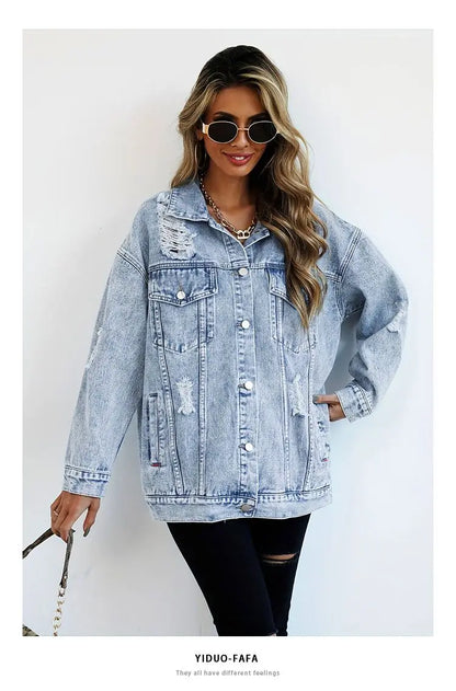 EtherealBe Women's Distressed Denim Jacket