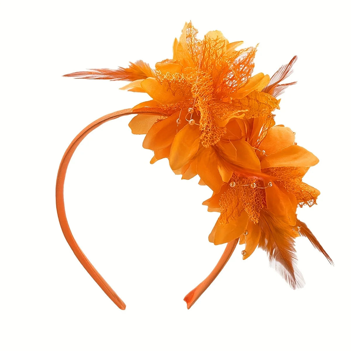 1pc Fascinator Hats For Women Feather Headband Kentucky Headpiece Gatsby Derby Hat For Cocktail Wedding Tea Party