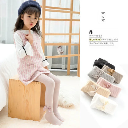 Spring Autumn Baby Girls Tights Cotton Knitting Tights for Girls Fashion Bowknot Children Girls Pantyhose Soft Leggings