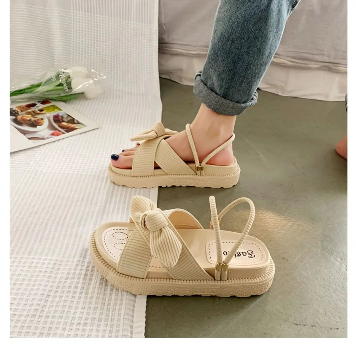 Women Sandalias Mujer Summer Fairy Style 2023 New Fashion Student Platform Roman Lady Sands Flat Shoes Cute Slippers