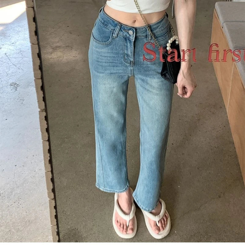 2025 Women  Jean Japan Vintage Style Low-Waisted Slimming Jeans Women's Bell-Bottom Pants Summer Season Fashion Y2K Jeans