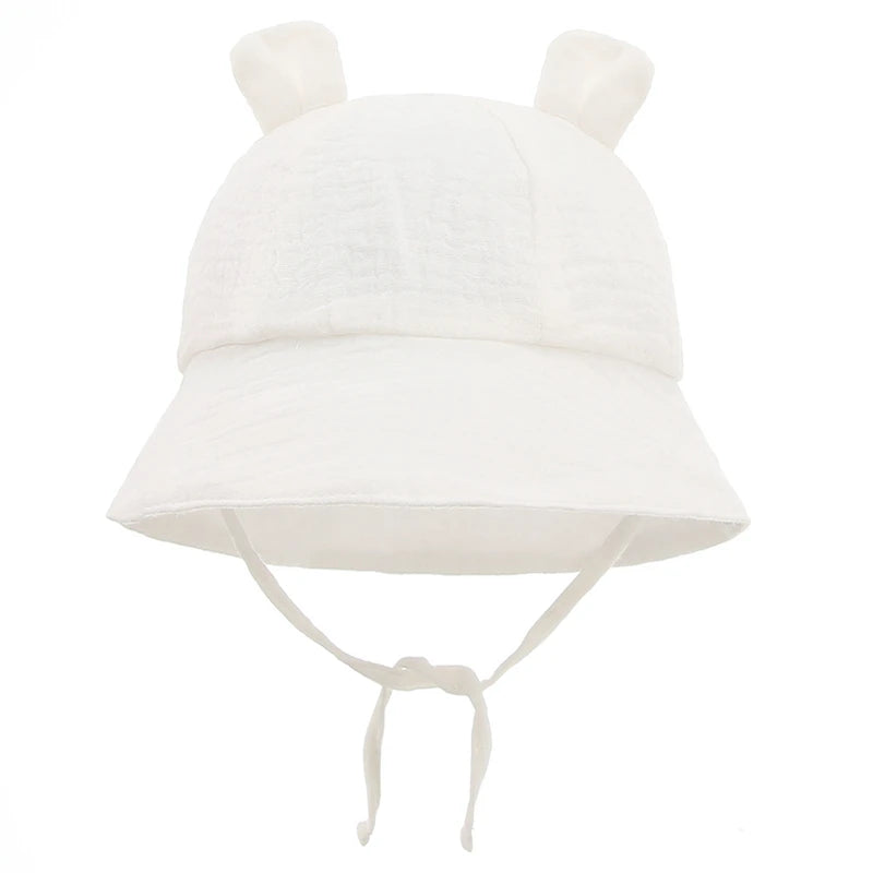Spring Autumn Solid Color Soft Baby Bucket Hat Cotton Fisherman Hats Kids Summer Toddler Boy Girls Panama Sun Cap Children 0-12M