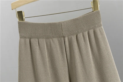 2025 Winter And Autumn Fashionable Elegant Women's Knitted 3-Piece Set cardigan Women's Sweater Women's Wide Leg Pants