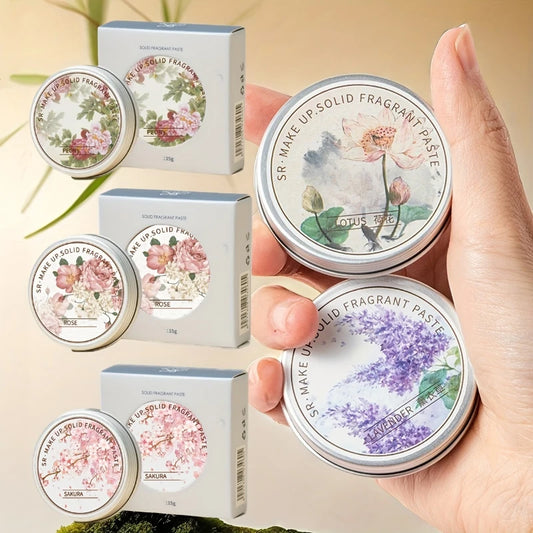 Women's Portable Solid Perfume Balm 15g,Rose, Peony,for Lotus,Lavender Scents-Fresh floral Lasting Fragrance for Dating & Daily