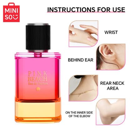 MINISO PINK BEACH Women Perfume Original Luxury Fruity Floral Eau De Parfum Designer Fragrance For Woman Body Spray 50ML