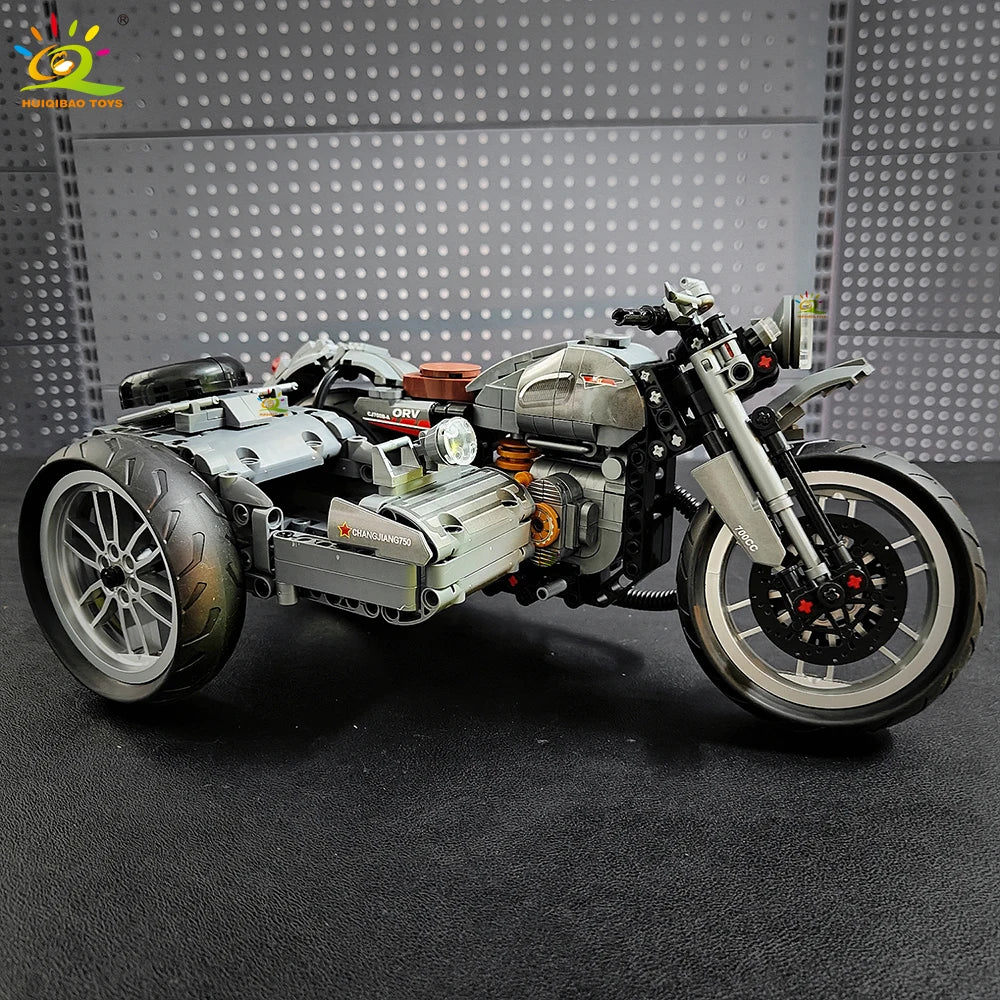 HUIQIBAO 808PCS MOC Technial Motorbike Building Model Blocks City Moto Racer Bricks Toy for Kids Boy Children Adult Car Set