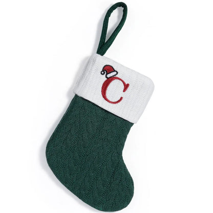 Christmas Letters Stocking Christmas Decor For Home 2024 Xmas Tree Pendant Gifts Green Snowflake Socks Christmas Party Decors