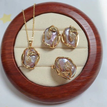 ZHBORUINI 2024 New Big Baroque Pearl Jewelry Sets 18K Gold Plating Natural Freshwater Pearl Necklace Earrings For Women Gift