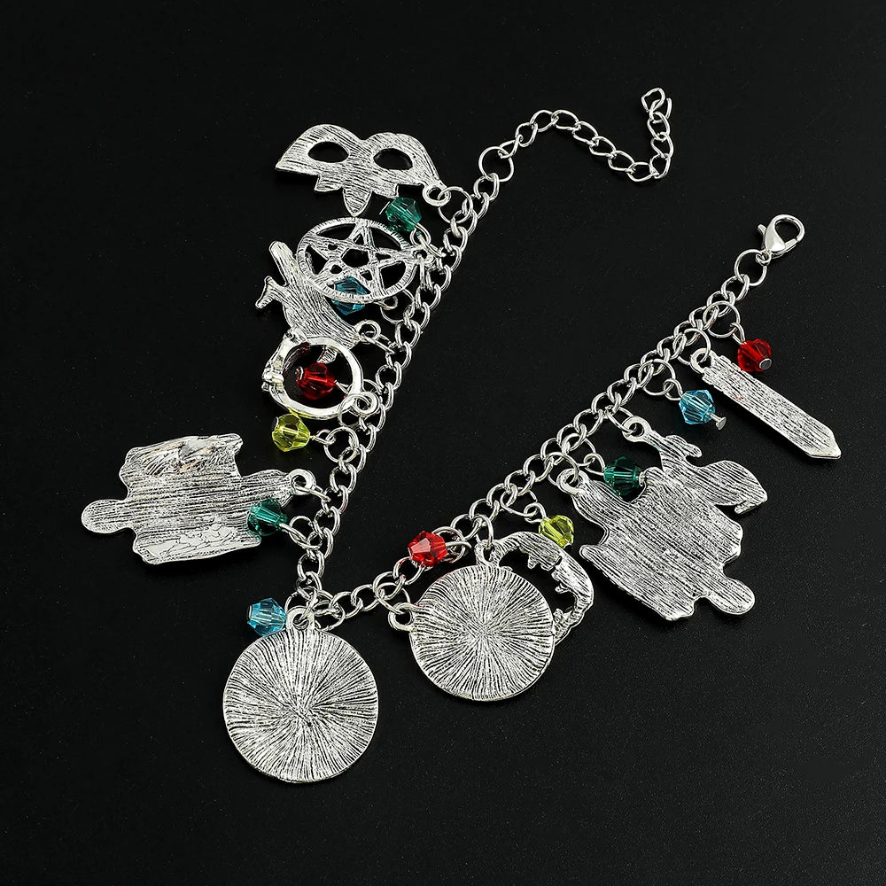 TV The Vampire Diaries Pendants Bangle Bracelet Mask Pentagram Link Chain Bracelets for Women Halloween Accessories