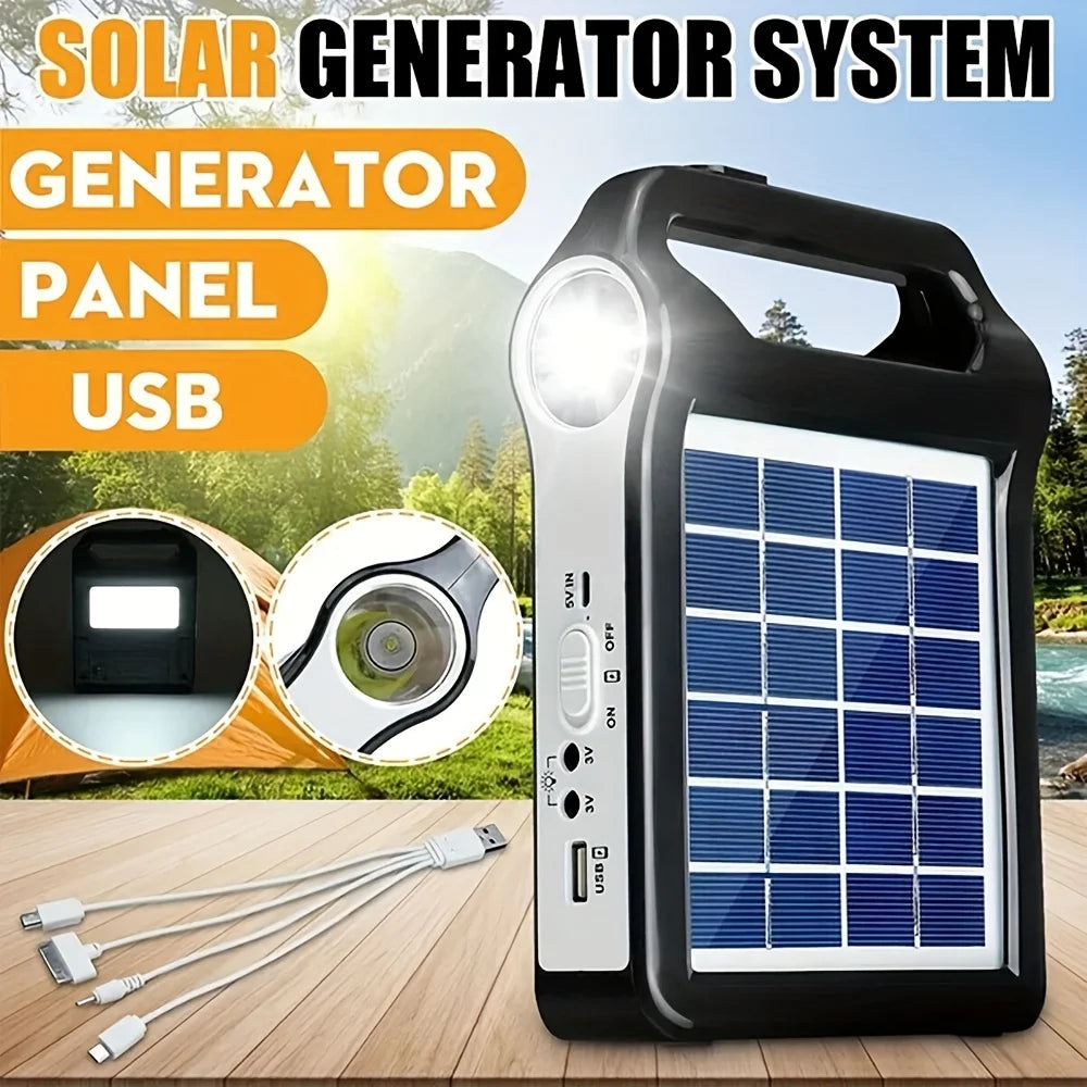 Portable Solar Generator | USB Charger, Lamp & Rechargeable | Home Energy Kit
