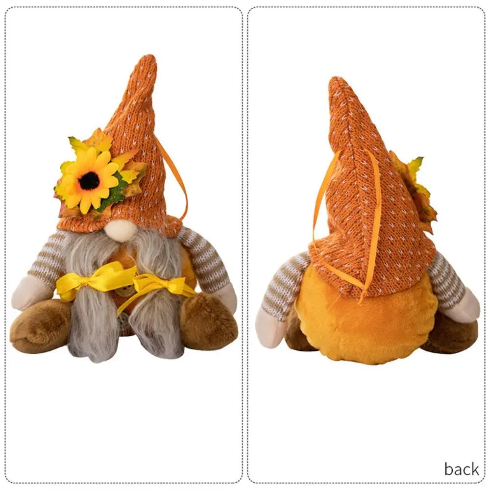 Funny Decorative Thanksgiving Doll Ornaments Soft Cartoon Gnome Doll Ornaments Cute Sunflower Gnome Doll Autumn Decor