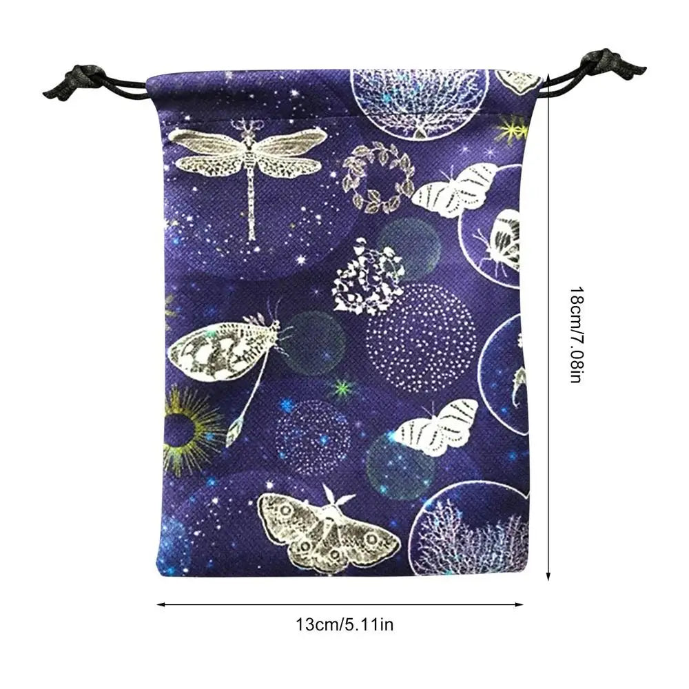 Printed Velvet Tarot Carods Storage Bag Oracle Card Witch Divination Accessories Board Games Mini Drawstring Package