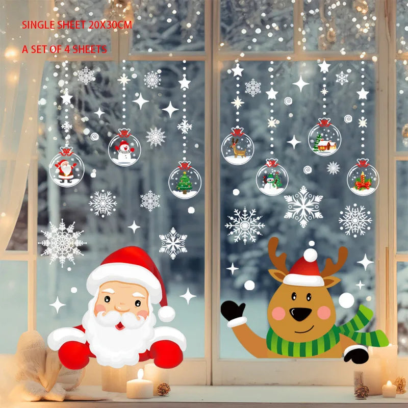 Christmas Window Sticker Merry Christmas Decorations For Home 2025 Cristmas Ornament Xmas Navidad Natal Gifts New Year 2026