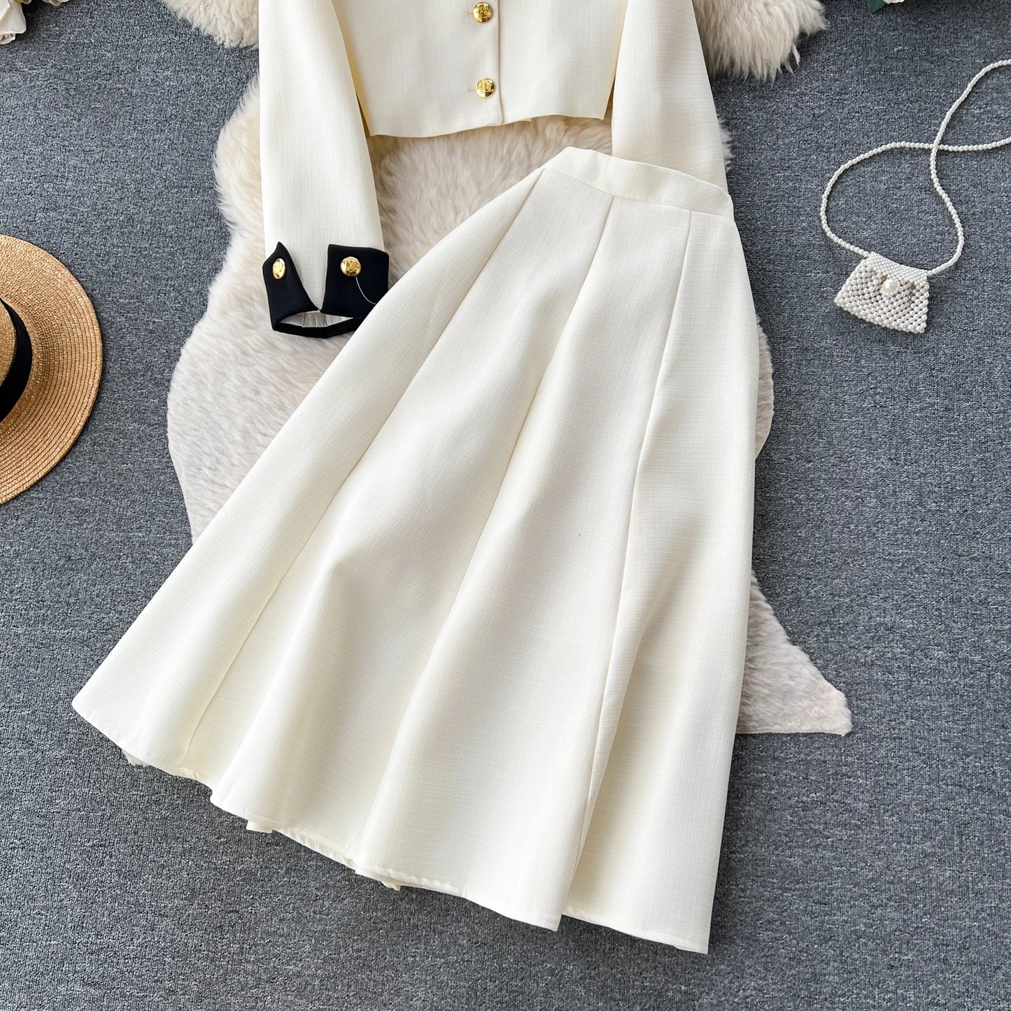 Women Two-Piece Sets Sexy Long Sleeve Single Breasted Top and High Waist Slim Skirt Korean Fashion Casual Autumn Winter Clothing