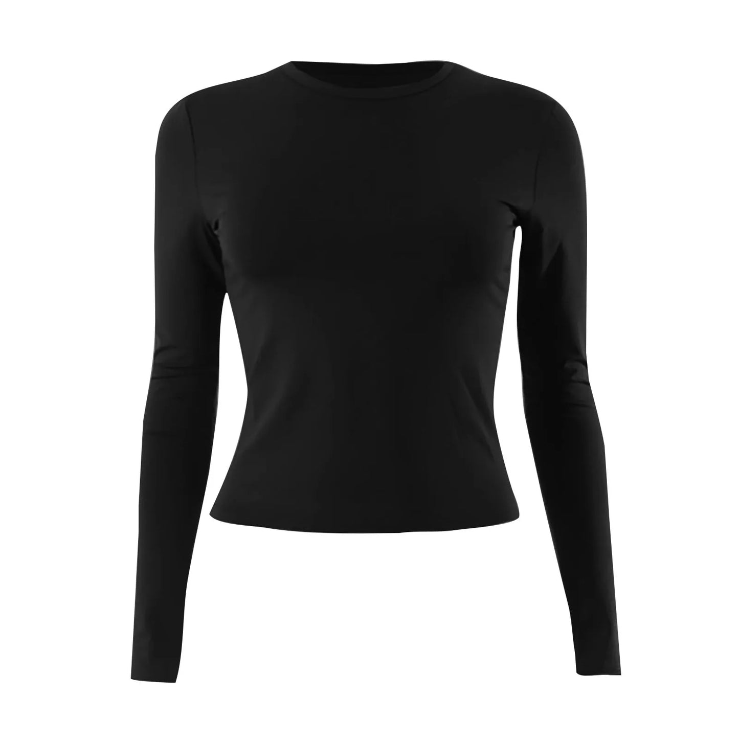 Cotton O Neck Long Sleeve Shirt Women Sexy Cropped Tops 2025 Autumn Black Casual Skinny Slim Basic Woman T Shirts White Clothing