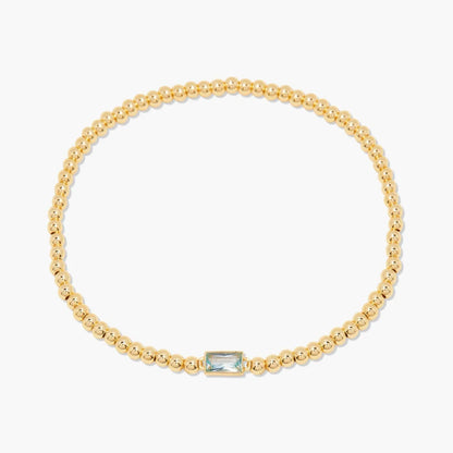 Minimalist style twelve month birthstone women's bracelet, stainless steel, electroplated 18K gold color protection