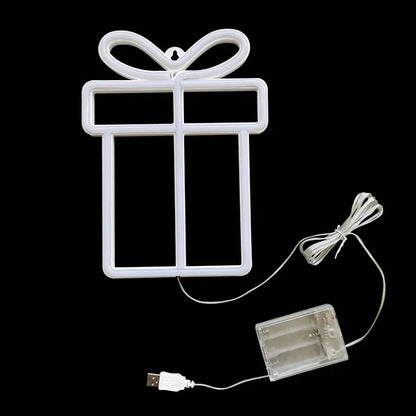 Christmas Gift Box Led Neon Sign Wall Light Santa Claus Coming Bedroom Kids Living Room Bar Party Wedding Decoration Night Lamp