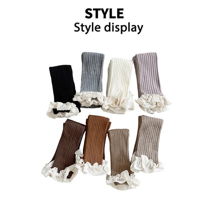 Autumn Baby Girls Leggings Ribbed Pants Cotton Lace Cuff  Toddler Kid Leggings Striped Casual Pants Kids Outfits Trousers