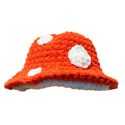 Halloween Crochet Fisherman Hat Soft Bucket Hat  Handmade Mushroom Hat Women Children Hat Novelty Photoshoots Hat M6CD