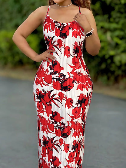 Women's Tie Dye Print Pleated Dress,Summer Spaghetti Strap Bodycon Dress,Vestidos Casual Slimming,Women's clothing