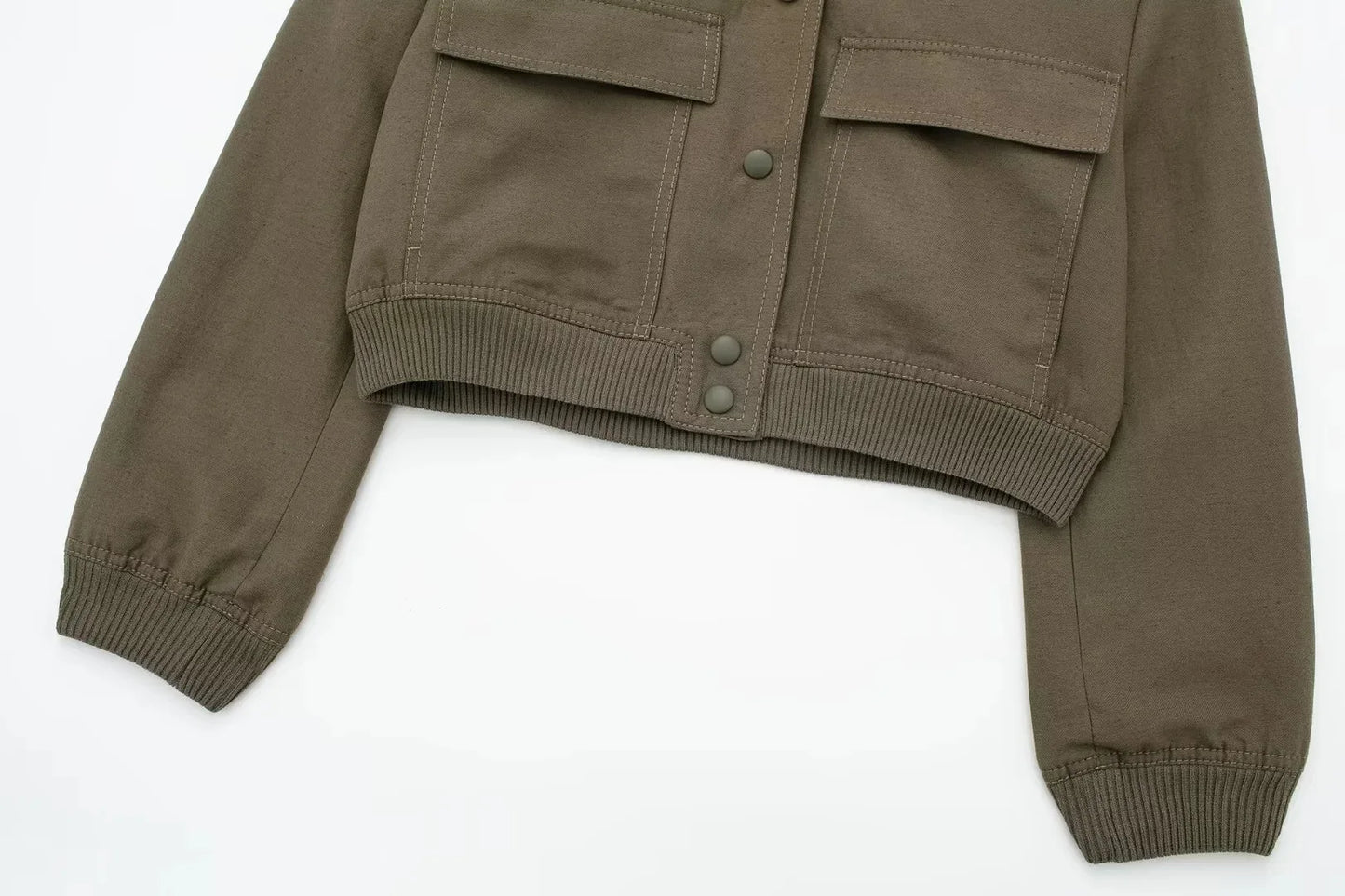 Women Fashion with Pockets Cropped Bomber Jacket Coat Vintage Long Sleeve Front Button Female Outerwear Chic Tops y2k clothes