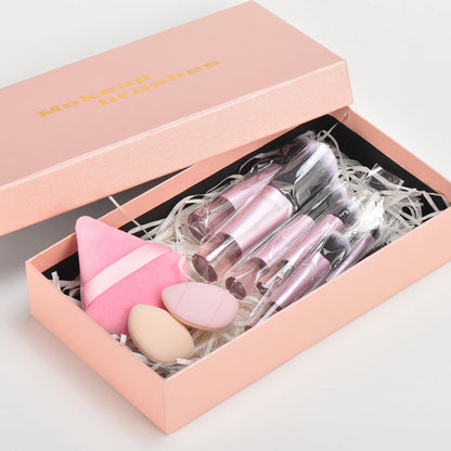 10 color Mini makeup brush Travel portable Makeup Tool Makeup Puff - Palm Brush Professional Makeup tool set Christmas gift