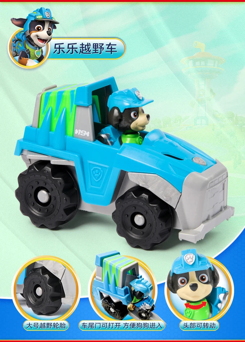 Original Paw Patrol Rex’s Dinosaur Rescue Vehicle with Collectible Action Figure Anime Doll Kids Toy Birthday Christmas Gift