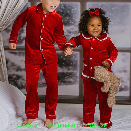 2024 christmas pyjamas for family red velvet girls outfits 0-12 years matching baby kids women sleepwear children's pajamas sets