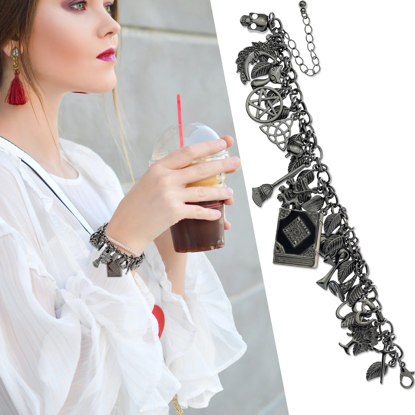 Women's Mythology Fairytale Bracelets Beads Charms Mermaid Seahorse Link Chain Crystal Bangle Armband Aesthetic Jewelry Vintage
