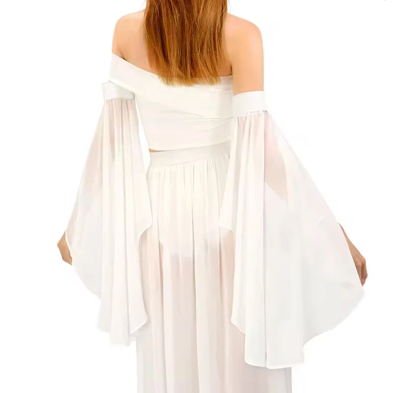 1Pair Women Long Tulle Sleeves Sunscreen Detachable Decorative Sheer Chiffon Arm Covers Gloves Wedding Dress Costume Accessories