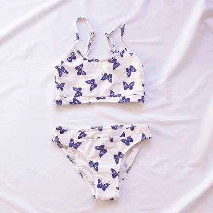 7-14Year Butterfly Print Child Bikini Set 2025 Girls Swimsuit Swimwear For Kids Summer Brazilian Teen Baby Swimming Suit Biquini