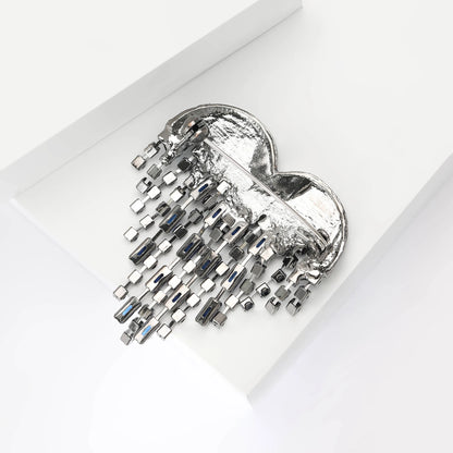 Beaut&Berry Valentine's Day Luxury Rhinestone Heart Brooches for Women Unisex Love Pins Casual Party Jewellery Accessories Gifts